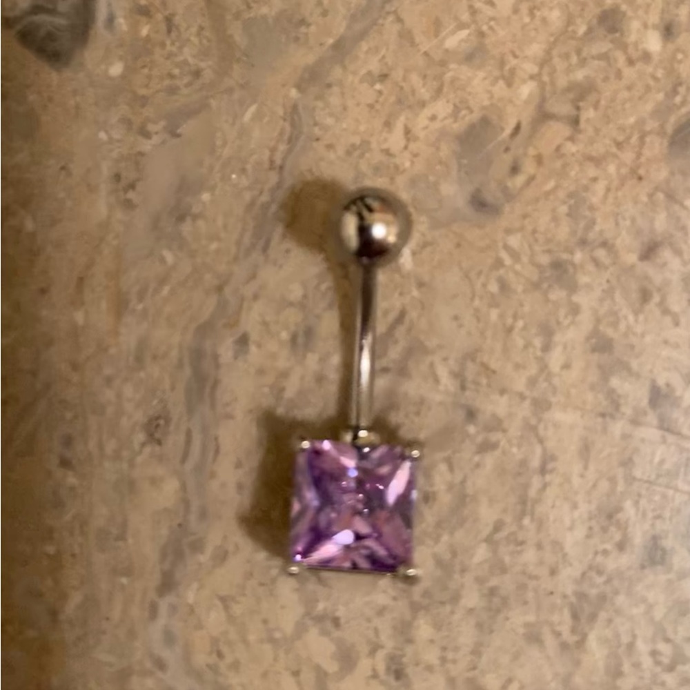 1/3” SURGICAL STEEL WITH BEVEL CUT & SQUARE LAVENDER RHINESTONE